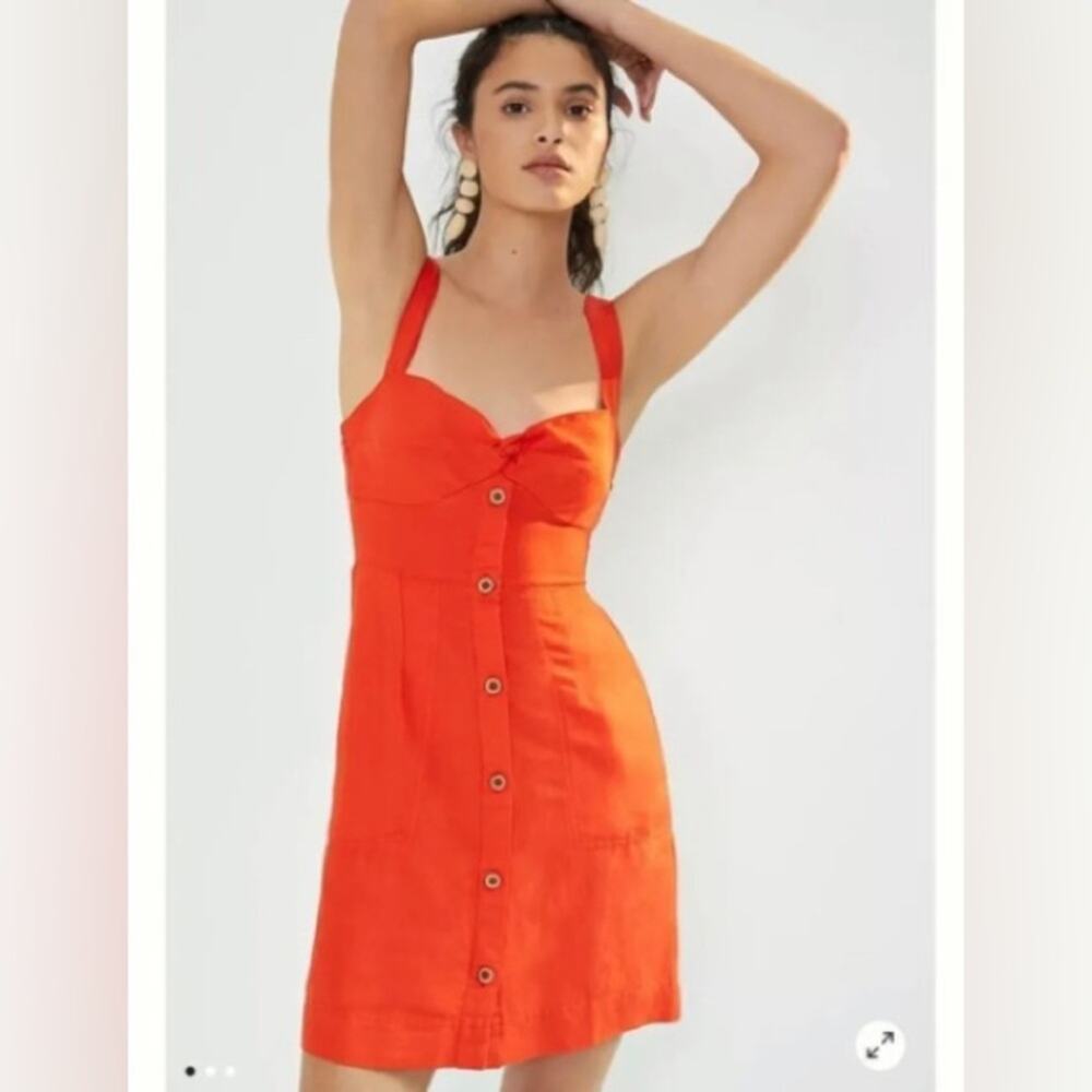 Maeve Anthropologie Orange Tie Back Mini Summer Dress Size XL